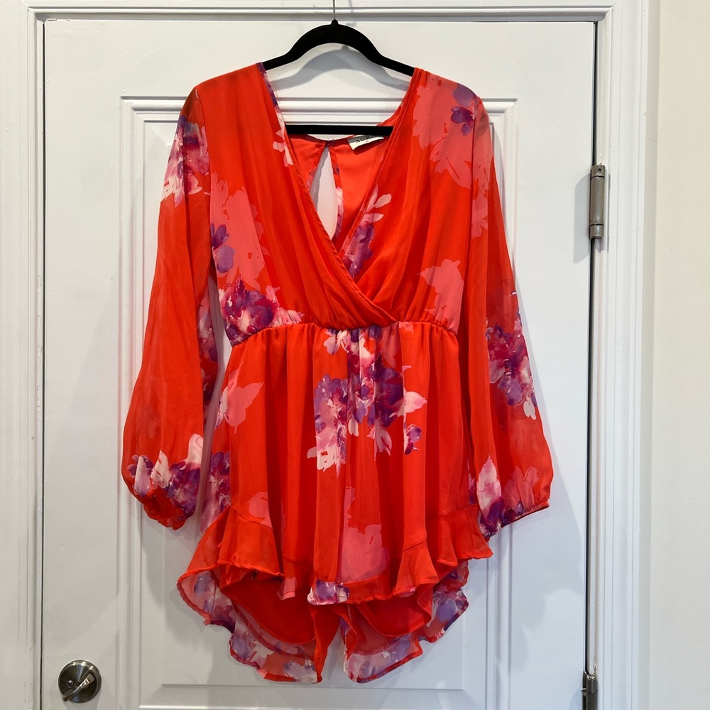 Red Dress Boutique Aura long sleeve floral romper